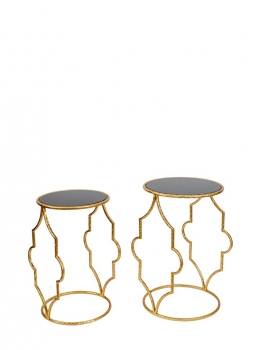 Σετ 2τμχ Τραπεζάκι Γυάλινο-Μεταλλικό Μαύρο-Χρυσό 36x56εκ./32x51εκ. Zen Collection 25.54.52045