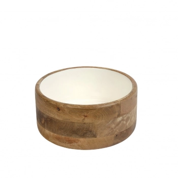 Μπωλ Σερβιρίσματος Ξύλινο Μάνγκο Με Λευκή Επιφάνεια ESPIEL 19,5x11εκ. AKB112