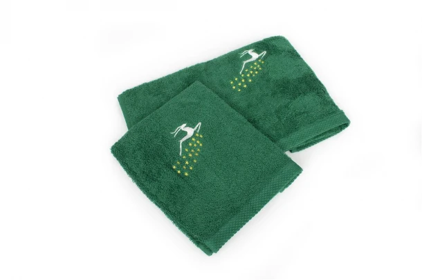 Χριστουγεννιάτικο Σετ Πετσέτες 2τμχ Βαμβακερό Reindeer Πράσινο DimCol