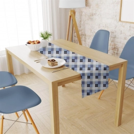Runner Αλέκιαστο Polycotton 40x180εκ. Checkered 468 Blue DimCol