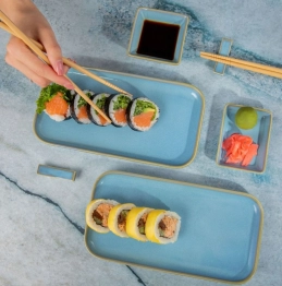 Σετ Σούσι 7τμχ Κεραμικό 2 Ατόμων Τυρκουάζ Okinawa Homla 240899