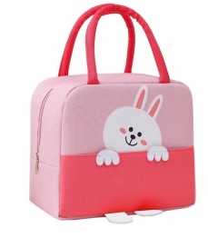 Τσάντα Φαγητού Ισοθερμική Παιδική 7lt Waterproof Oxford Pink Bunny 3D Amber 19x11x23εκ. AM3009-4