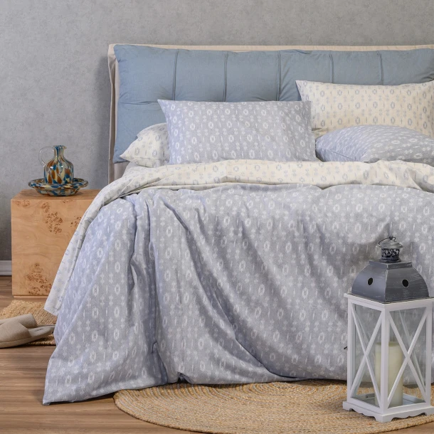 Σετ Σεντόνια Polycotton Διπλά Με Λάστιχο 150x200+32εκ. River Light Grey Casual Line Melinen 20005952