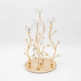 Κηροπήγιο Ρεσώ 4 Θέσεων Μεταλλικό-Γυάλινο Χρυσό 20x36εκ. ESTHETI 819-00235