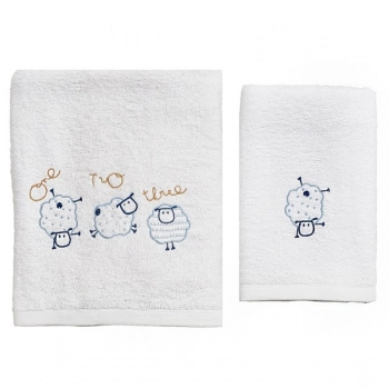 Σετ Πετσέτες 2τμχ Μπεμπέ Βαμβακερές Sheep Σιέλ 57592