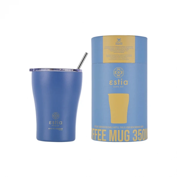 Θερμός-Ποτήρι Ανοξείδωτο Denim Blue Save The Aegean Estia 350ml-7x13εκ. 01-12182