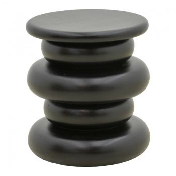 Βοηθητικό τραπέζι Circena pakoworld μασίφ μάνγκο ξύλο μαύρο Φ40x45εκ