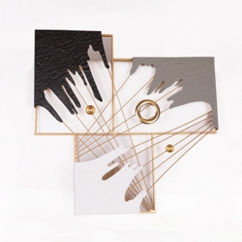 Διακοσμητικό Τοίχου Μεταλλικό Γκρι-Χρυσό-Λευκό-Μαύρο 69x7x69εκ. ESTHETI 812-30008