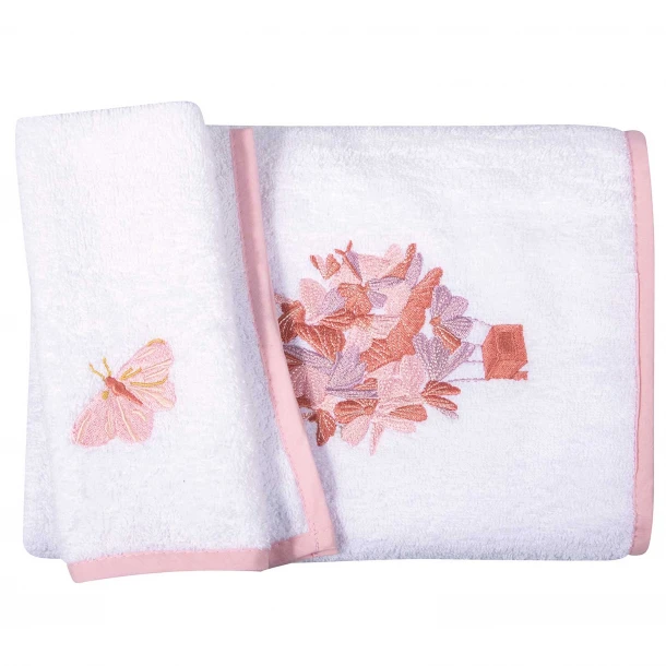 Σετ Πετσέτες 2τμχ Βαμβακερές Με Κέντημα Essential 8864 Pink-White Greenwich Polo Club