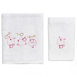 Σετ Πετσέτες 2τμχ Μπεμπέ Βαμβακερές Sheep Ροζ 57591