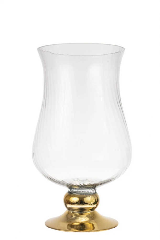 Κηροπήγιο Χειροποίητο Φυσητό Γυαλί Λευκό Optic-Χρυσό 14,5x35εκ. Zen Collection 24.11.50565