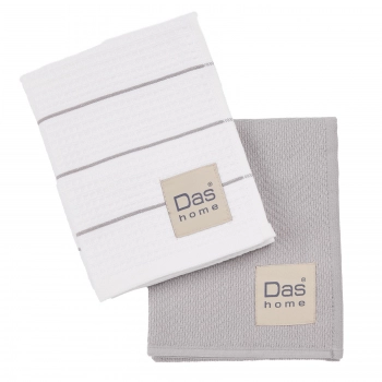 Ποτηρόπανο Σετ 2τμχ Βαμβακερό 30x50εκ. Kitchen 0829 Grey-White Das Home