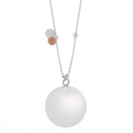 Κολιέ Κρύσταλλος Με Ασημί Αλυσίδα Χάλυβα 110εκ. Bola Olivia Φεγγαρόπετρα Proud Mama PM-528