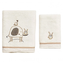 Σετ Πετσέτες 2τμχ Μπεμπέ Βαμβακερές Elephant Εκρού 59023