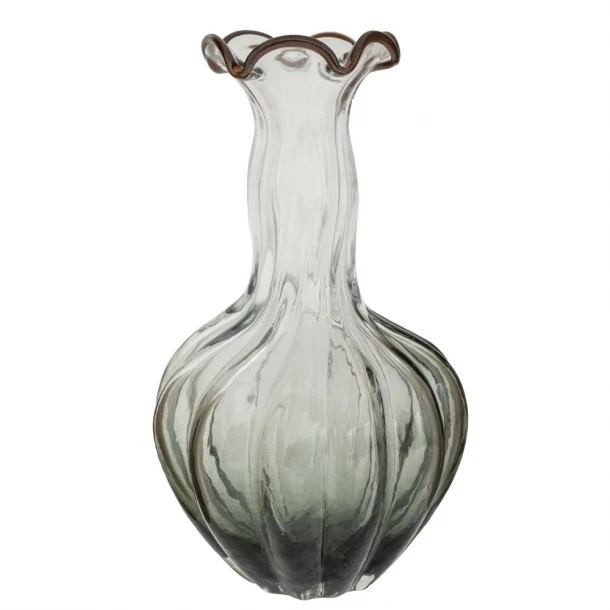 Βάζο Γυάλινο Διάφανο-Γκρι Με Ψηλό Λαιμό 25x42εκ. iliadis 91630