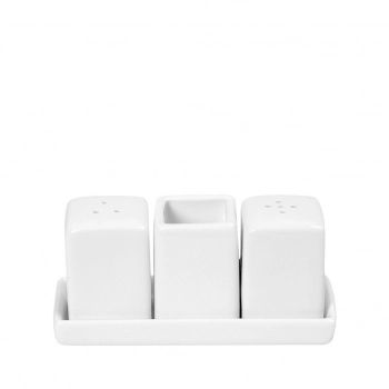 Σετ Αλάτι-Πιπέρι-Οδοντογλυφίδες Με Βάση Πορσελάνης Λευκό Siders ESPIEL 13,5x5,5x6,2εκ. FUK237K2