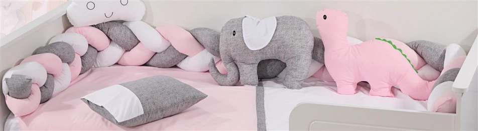 Πάντα Κούνιας Πλεξούδα Polycotton 220εκ. Τρίχρωμη 29 Grey-Pink DimCol