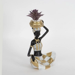 Διακοσμητική Επιτραπέζια Γυναικεία Φιγούρα Polyresin Χρυσή-Μαύρη-Λευκή 17,5x13x24εκ. ESTHETI 752-27065