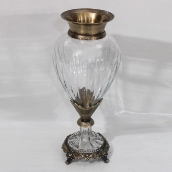 Βάζο Γυάλινο-Μεταλλικό Αντικέ Χρυσό-Διάφανο 17x38εκ. ESTHETI 819-00416