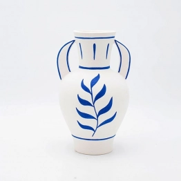 Βάζο Πορσελάνης Λευκό-Μπλε 15,2x14,5x21,3εκ. ESTHETI 819-00225