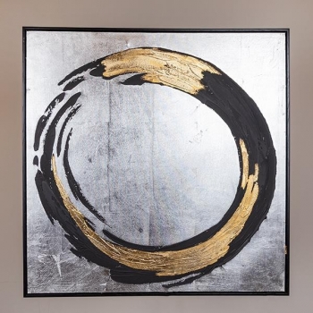 Πίνακας Καμβάς Με Κύκλους Μαύρος-Χρυσός-Ασημί 80x3,5x80εκ. ESTHETI 755-12250