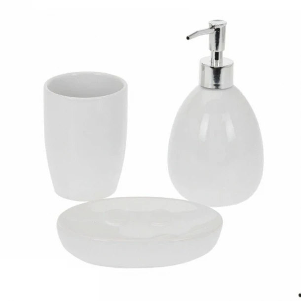Σετ Μπάνιου 3τμχ Δολομίτη White MRShome 0100001