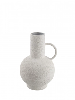 Βάζο Μεταλλικό Με Χερούλι Λευκό 19,5x18,5x28εκ. Zen Collection 25.19.51403