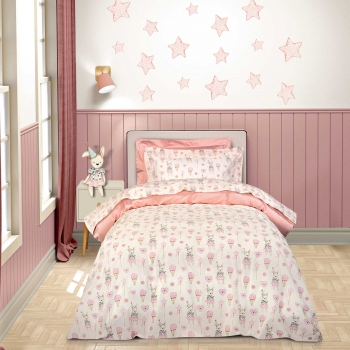 Σετ Σεντόνια Βαμβακερά Μονά 170x260εκ. Essential 8859 Ivory-Pink Greenwich Polo Club