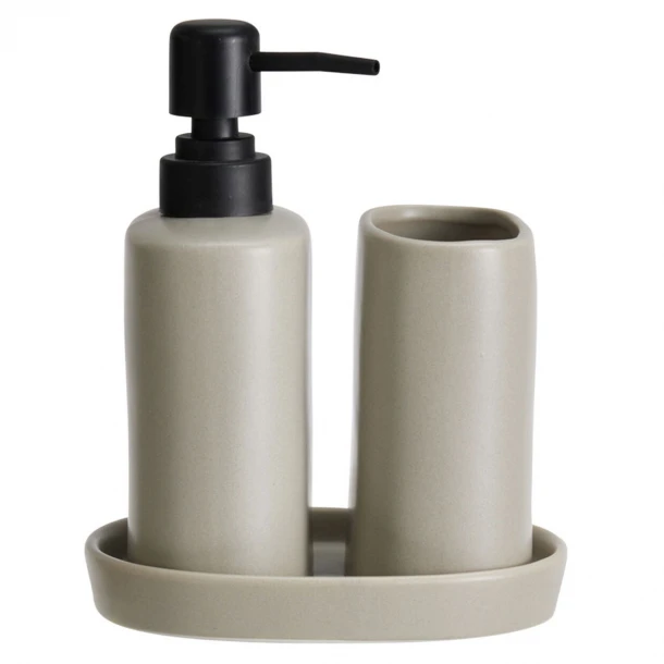 Σετ Μπάνιου 3τμχ Stoneware Warm Grey 2U MRShome 0094003