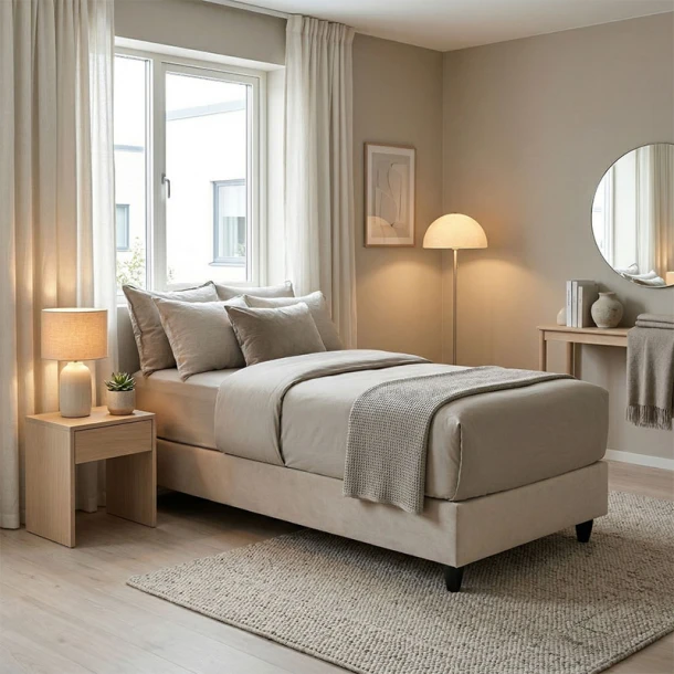 Κρεβάτι μονό Υπόστρωμα Pakda pakoworld κρεμ βελούδο 90x200εκ