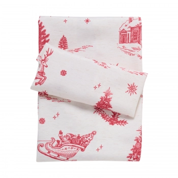 Χριστουγεννιάτικο Runner Polyester 45x140εκ. Christmas 0772 Εκρού-Κόκκινο Das Home