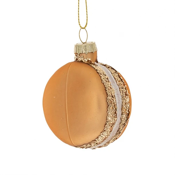 Χριστουγεννιάτικο Macaron Κρεμαστό Γυάλινο Χρυσό 5,5x5x6,5εκ. iliadis 87439