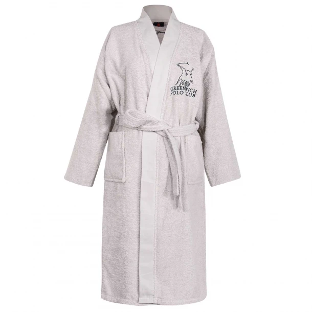 Μπουρνούζι Ενηλίκων Βαμβακερό Ζακάρ Extra Large Essential 3213 Light Grey Greenwich Polo Club