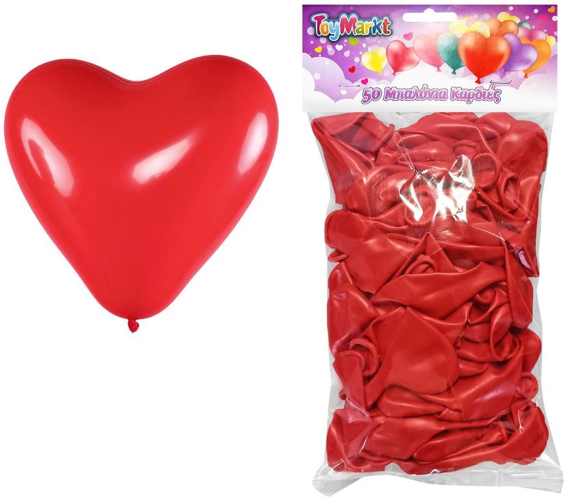 Μπαλόνια Καρδιά Σετ 50τμχ 23εκ. Κόκκινα Toy Markt 71-3570 (Χρώμα: Κόκκινο) - Toy Markt - 71-3570