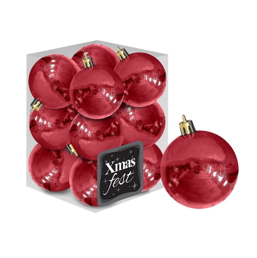 Σετ Μπάλες 12τμχ Περλέ Κόκκινες Δ4εκ. Xmas fest 93-2541