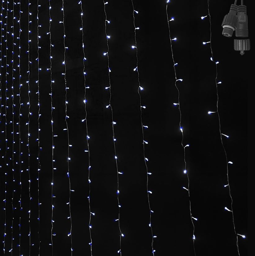 Λαμπάκια-Κουρτίνα 100Led-90x80εκ. Ψυχρό Λευκό Φως Επεκτ