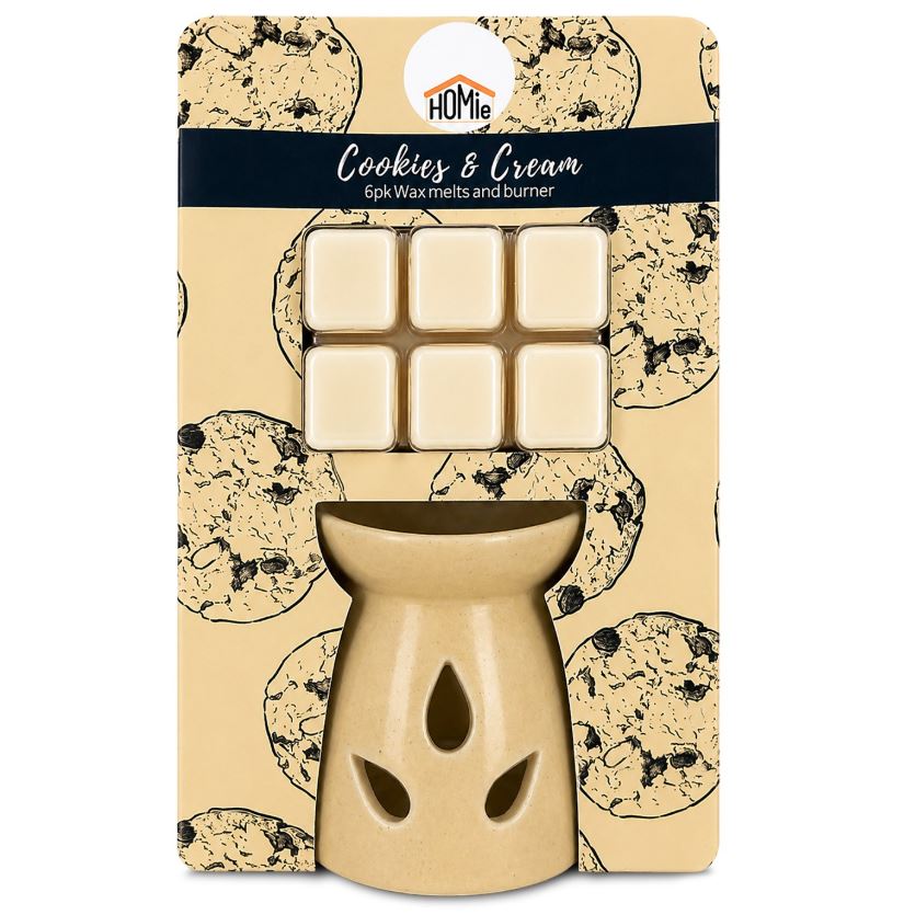 Σετ Αρωματιστής Κεραμικός Με 6 Αρωματικά Wax Melt Cookies & Cream Homie 22-3038 - Homie - 22-3038