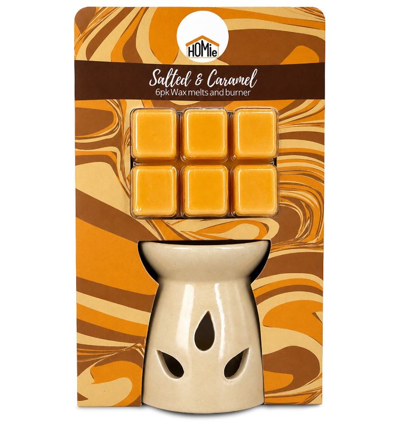 Σετ Αρωματιστής Κεραμικός Με 6 Αρωματικά Wax Melt Salted Caramel Homie 22-3039 - Homie - 22-3039