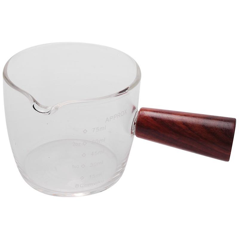 24home.gr Ποτήρι Μεζούρα Espresso Γυάλινο Με Ξύλινη Λαβή 75ml 24-901 (Υλικό: Ξύλο, Χρώμα: Καφέ) - 24home.gr - 24-901
