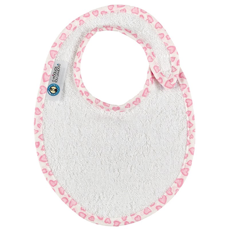 Ο Κόσμος του Μωρού Σαλιάρα Βαμβακερή Μικρή Λευκή Cuore Pink (Ύφασμα: Βαμβάκι 100%, Χρώμα: Λευκό) - Ο Κόσμος του Μωρού - 5205626180913