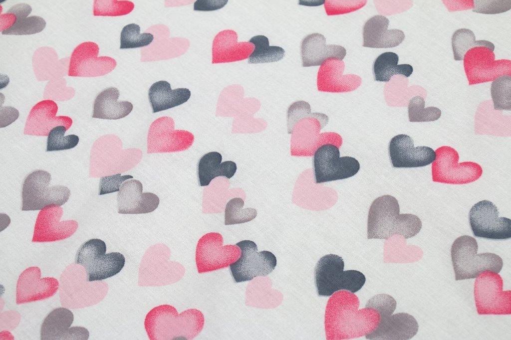 Εικόνα από Πάνα Χασές Βαμβακερή Bebe 80x80εκ. Hearts 12 Grey-Pink DIMcol (Ύφασμα: Βαμβάκι 100%, Χρώμα: Ροζ) - DimCol - 1914513607801289