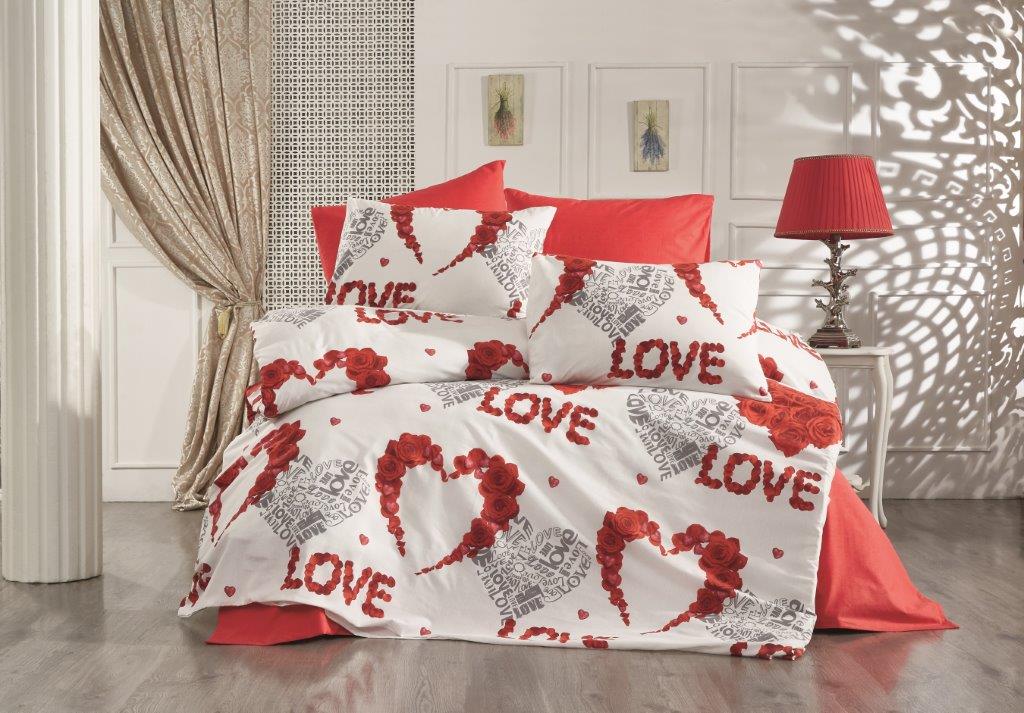Σετ Σεντόνια Polycotton Υπέρδιπλα 220x240εκ. Εμπριμέ Πάθος 303 White-Red Dimcol (Τύπος κατωσέντονου: Χωρίς Λάστιχο, Χρώμα: Λευκό, Ύφασμα: 70% Βαμβάκι-30% Polyester, Μέγεθος: Υπέρδιπλα) - DimCol - 1935385541930377