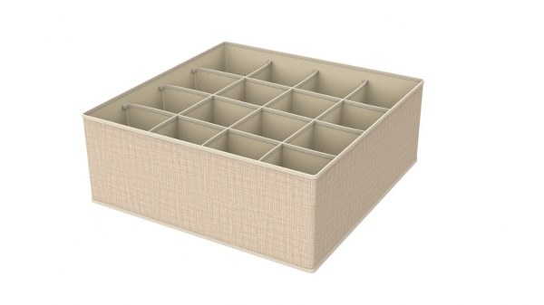 24home.gr Organizer Συρταριών 16 Θέσεων 32x32x12εκ. Polyester Μπεζ 2429465 (Ύφασμα: Polyester, Χρώμα: Μπεζ) - 24home.gr - 2429465