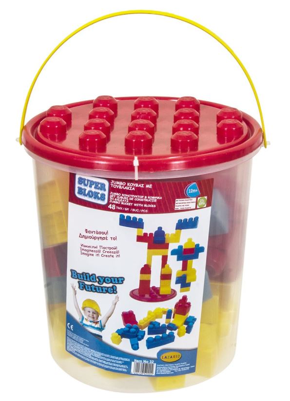 Toy Markt Τουβλάκια Μεγάλα 48τμχ Σε Κουβά 25x26εκ. Toy Markt 75-368 - Toy Markt - 75-368
