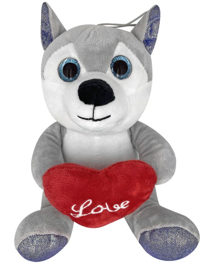 Toy Markt Χάσκυ Λούτρινο Με Καρδιά 20εκ. Toy Markt 79-451 - Toy Markt - 79-451-blue