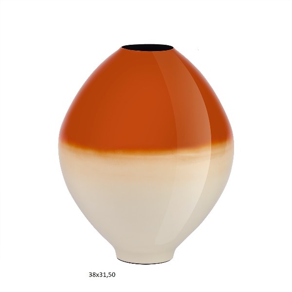 Διακοσμητικά Επιτραπέζια 24home - ΣΗΜΑΝΤΙΚΟ: Σε περίπτωση διαφοράς τιμής από το κατάστημα ισχύει παντα και μόνο η τιμή του καταστήματος Βάζο Μεταλλικό Εκρού-Πορτοκαλί 31,5x31,5x38εκ. Capolavo