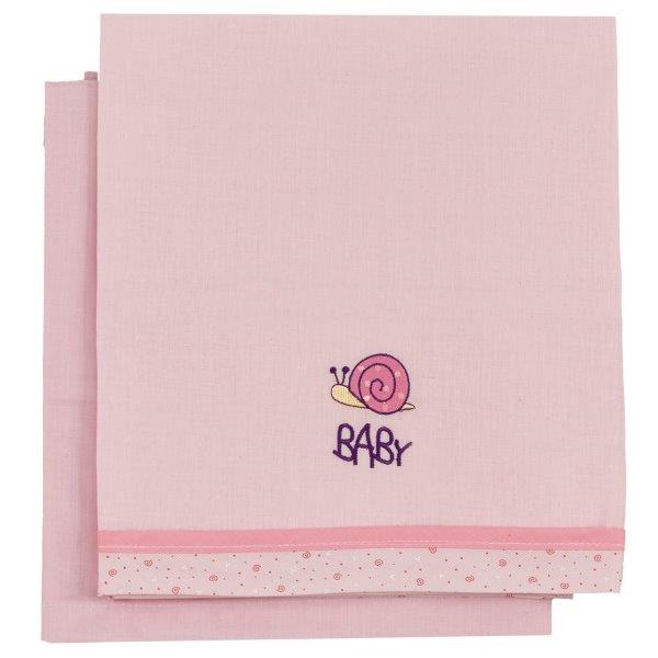 Σετ Σεντόνια 2τμχ Βαμβακερά Λίκνου 80×110εκ. Baby Pink (Ύφασμα: Βαμβάκι 100%, Χρώμα: Ροζ) – Ο Κόσμος του Μωρού – 5205626230519