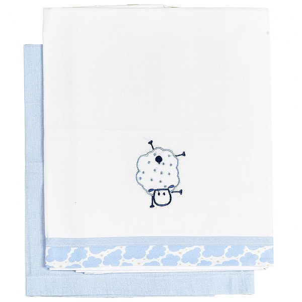 Σετ Σεντόνια 2τμχ Βαμβακερά Λίκνου 80x110εκ. Sheep Σιέλ