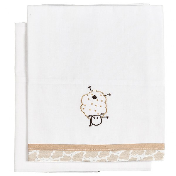 Σετ Σεντόνια 2τμχ Βαμβακερά Λίκνου 80x110εκ. Sheep Εκρού 23093 (Ύφασμα: Βαμβάκι 100%, Τύπος κατωσέντονου: Χωρίς Λάστιχο, Χρώμα: Εκρού , Μέγεθος: Σετ) - Ο Κόσμος του Μωρού - 5205626230939