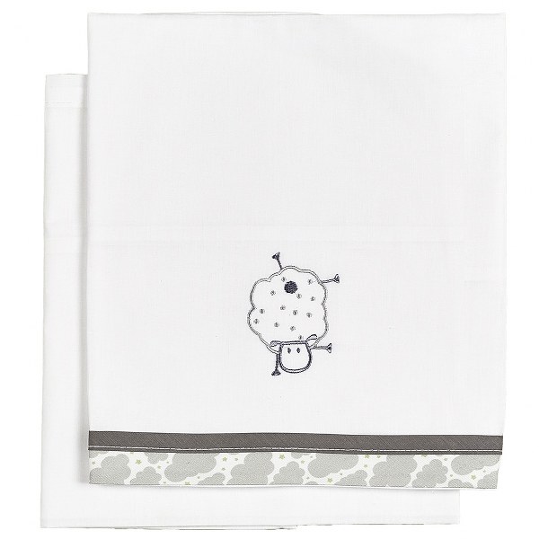 Σετ Σεντόνια 2τμχ Βαμβακερά Λίκνου 80x110εκ. Sheep Γκρι